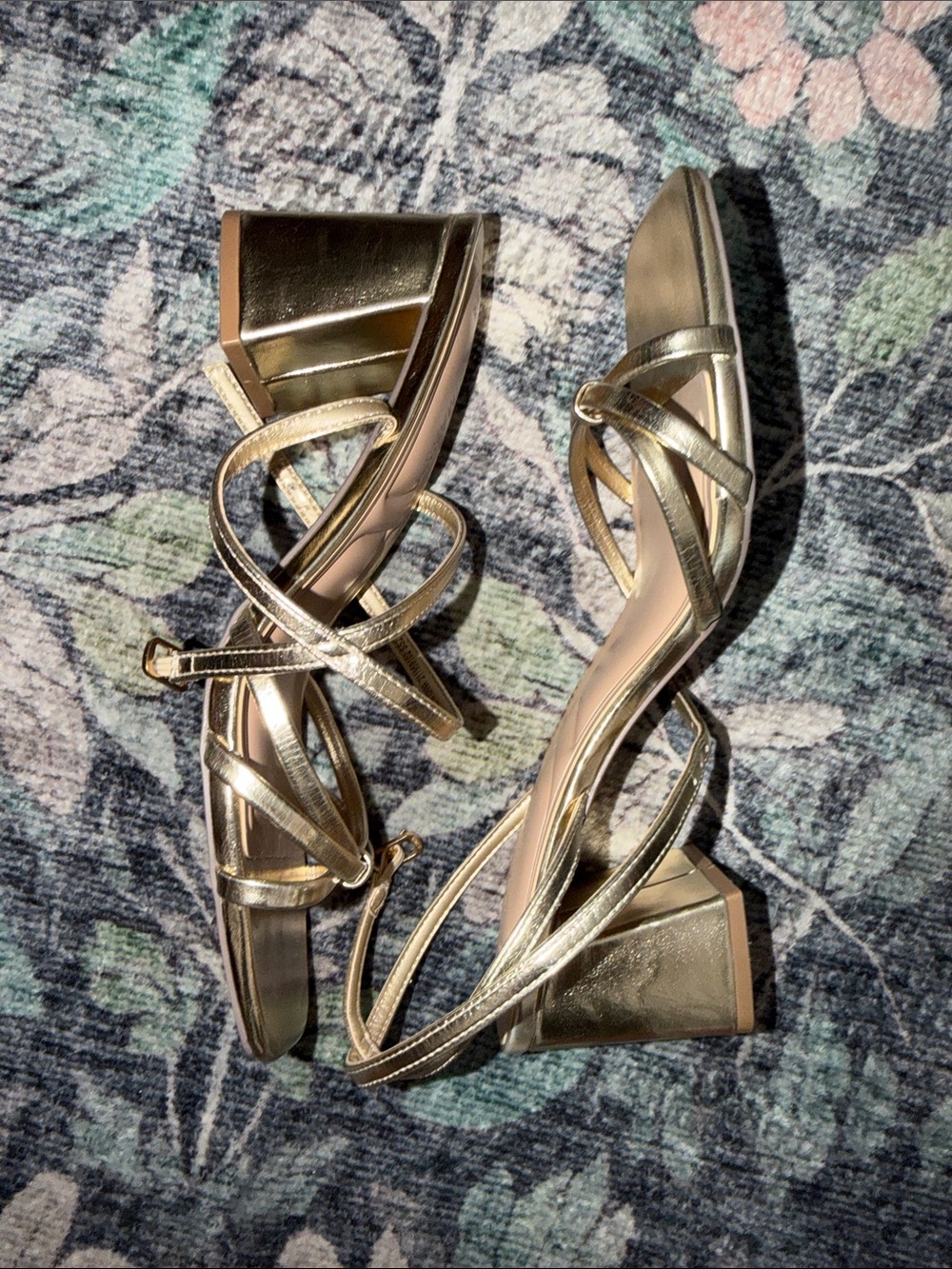 Primark Metallic Gold Strappy Square-Toe Heels